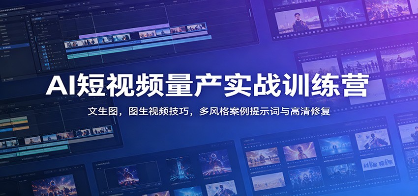 AI短视频量产实战训练营：文生图、图生视频技巧，多风格案例提示词与高清修复-资源项目网