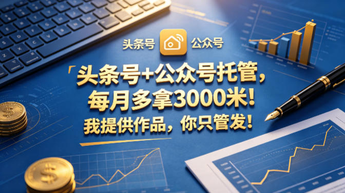 头条号与公众号托管服务，每月增收3000元！作品由我提供，你只需发布！揭秘背后真相-资源项目网