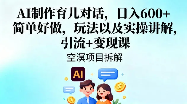 AI育儿对话制作教程:日入6张+,简单易学,引流变现策略解析-资源项目网