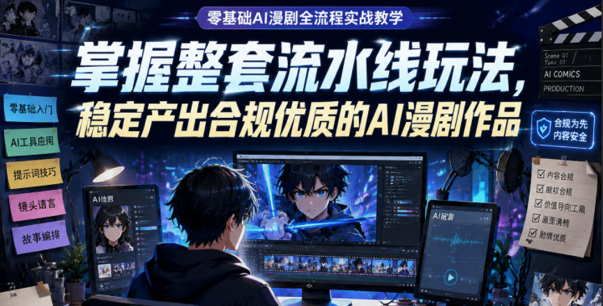 零基础AI漫剧全流程实战教学：掌握流水线玩法，稳定产出合规优质作品-资源项目网