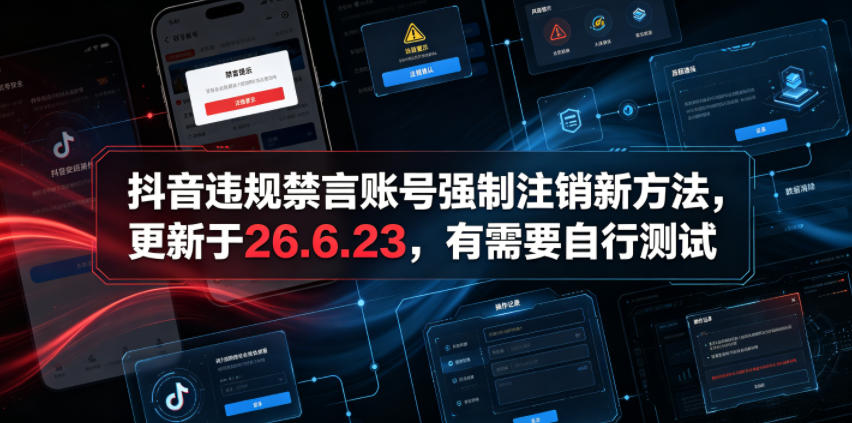 抖音违规账号禁言及注销新策略，26.6.23更新，请自行测试-资源项目网
