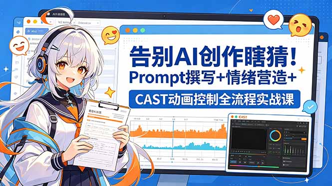 告别AI创作瞎猜！Prompt撰写+情绪营造+CAST动画控制全流程实战课-资源项目网