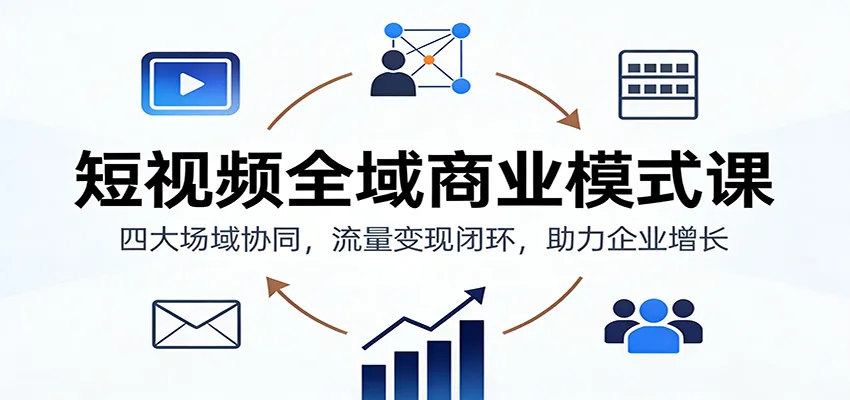 短视频全域商业模式课程：四大场域协同，流量变现闭环，助力企业增长-资源项目网