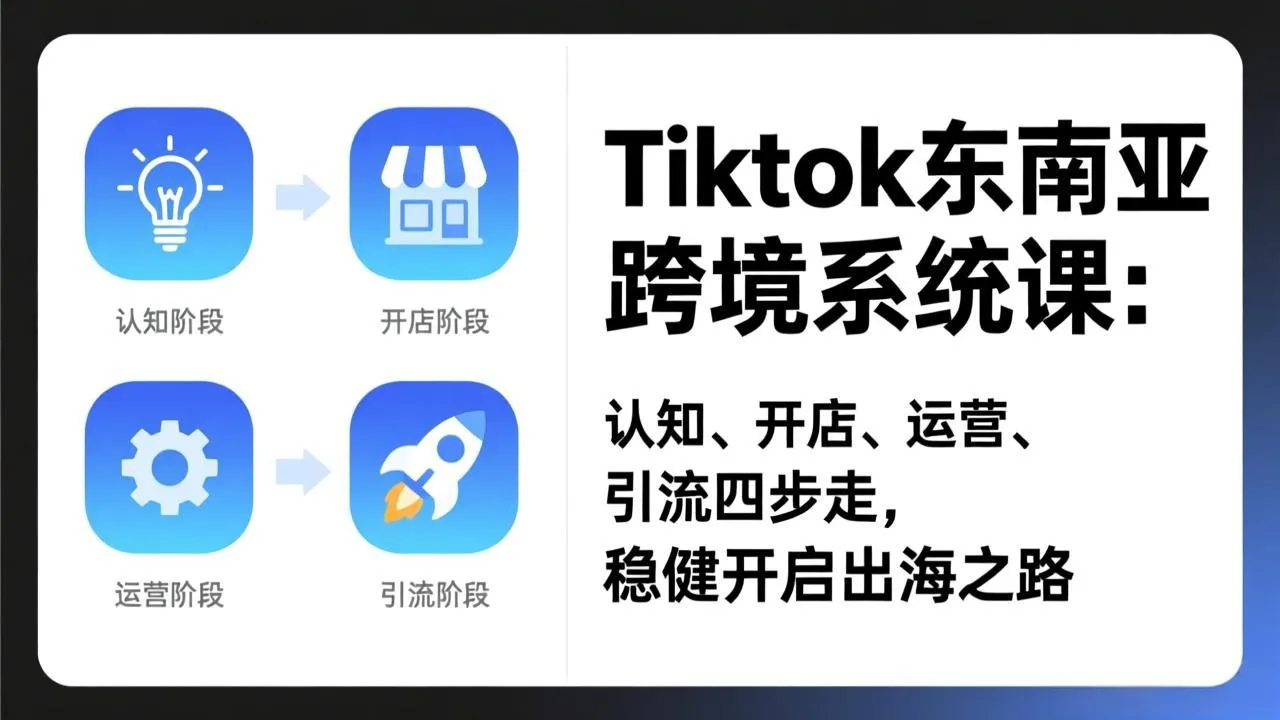 TikTok东南亚跨境系统课程：四步走，稳健开启出海之路-资源项目网