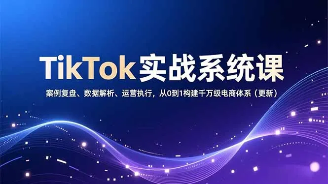 TikTok电商实战系统课：案例分析、数据解读、运营策略，打造千万级电商体系-资源项目网