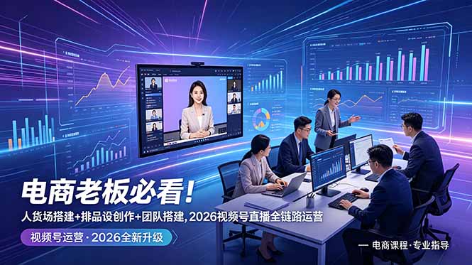 电商老板必读：2026年视频号直播全链路运营指南，人货场搭建与团队建设-资源项目网