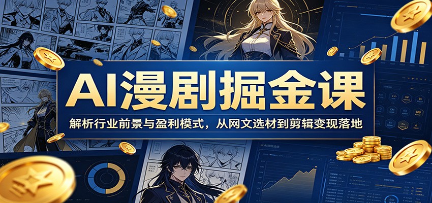 AI漫剧掘金课:揭秘行业前景与盈利模式,网文选材到剪辑变现全流程-资源项目网