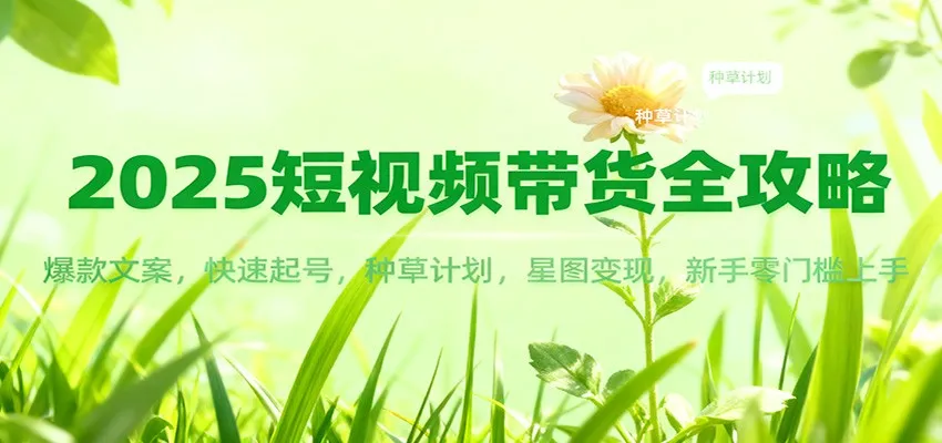 2025短视频带货全攻略：爆款文案、快速起号、种草计划、星图变现，新手零门槛上手-资源项目网