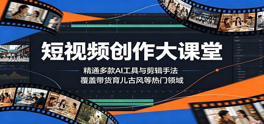 短视频创作大课堂：精通AI工具与剪辑技巧，涵盖带货、育儿、古风等热门领域-资源项目网