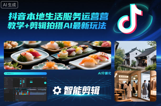 抖音本地生活服务运营与AI剪辑拍摄最新技巧-资源项目网