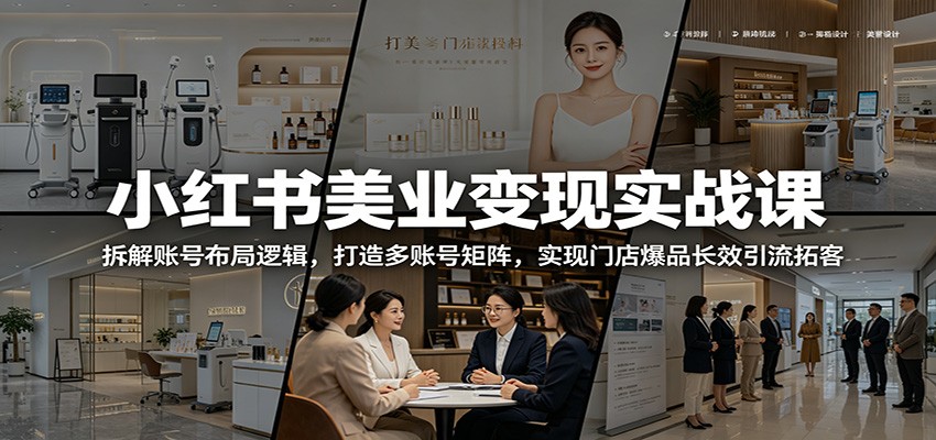 小红书美业变现实战课：多账号矩阵布局，门店爆款引流拓客策略-资源项目网