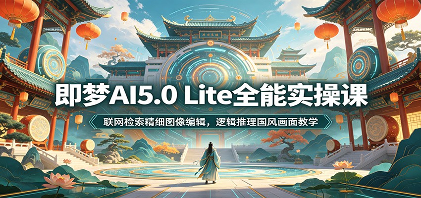 即梦AI5.0 Lite全能实操课：联网精细图像编辑与逻辑推理国风画面教学-资源项目网