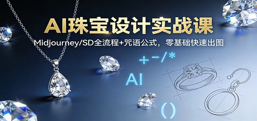 AI珠宝设计实战课程:Midjourney/SD全流程+咒语公式,零基础快速出图-资源项目网