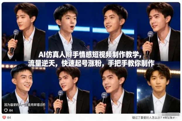 AI仿真人辩手情感短视频制作教程，快速涨粉技巧，手把手教学-资源项目网