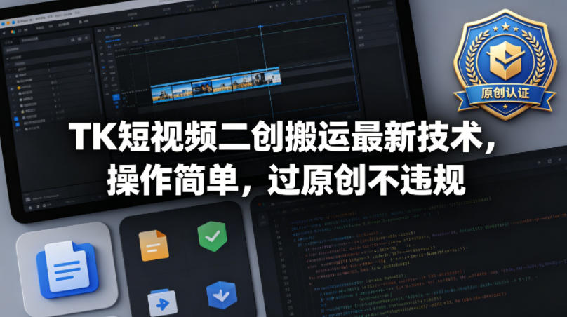 TK短视频二创搬运技术，简单操作，原创不违规-资源项目网