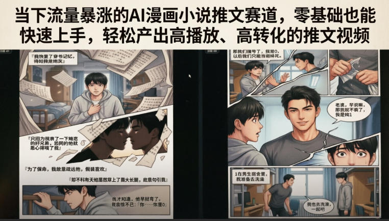 AI漫画小说推文新机遇：零基础快速上手，轻松制作高播放、高转化视频-资源项目网