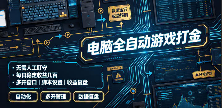 电脑全自动游戏打金，24小时收益稳定，日赚数百！揭秘赚钱秘籍-资源项目网