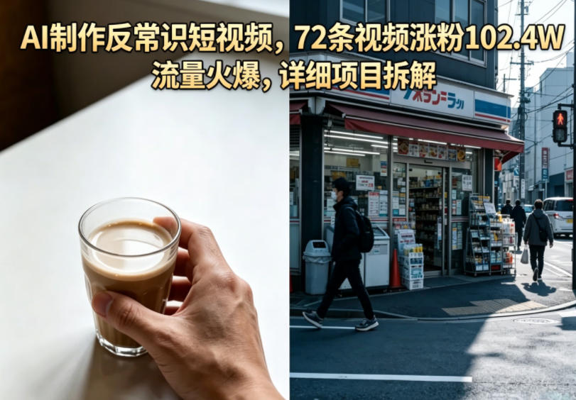 AI制作反常识短视频，72条视频涨粉102.4W，流量火爆，项目拆解详解-资源项目网
