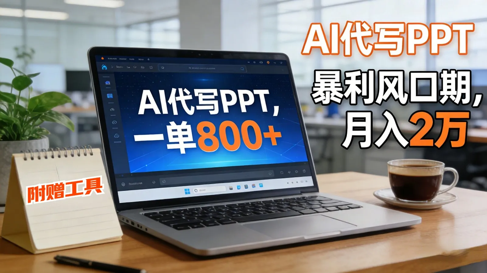 AI代写PPT月入2万，风口期工具+提示词免费送-资源项目网