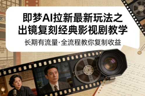 即梦AI拉新出镜复刻经典影视剧教学，长期流量策略与收益复制教程-资源项目网