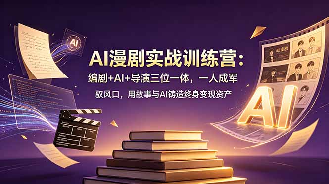 AI漫剧实战训练营：编剧、AI与导演三位一体，打造个人IP，驾驭市场，塑造终身变现资产-资源项目网