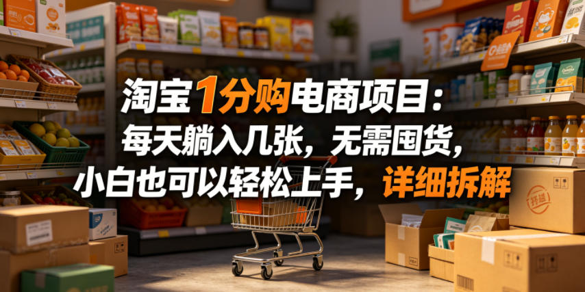 淘宝1分购电商项目：轻松躺赚，无需囤货，小白也能上手-资源项目网