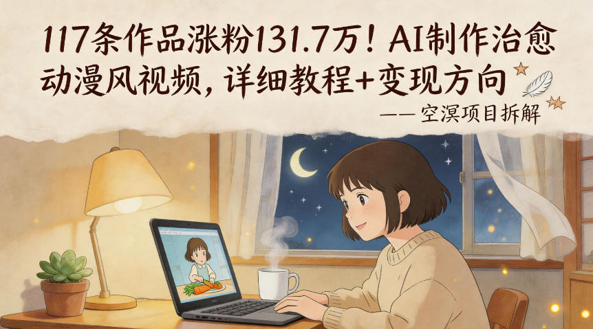 117条作品涨粉131.7W！AI制作治愈动漫风视频，教程+变现方向-资源项目网