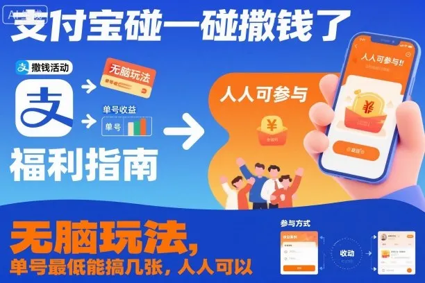 支付宝碰一碰玩法揭秘：单号最低可撸几张，人人可参与【揭秘】-资源项目网
