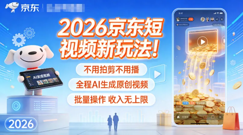 2026年京东短视频新策略：AI生成原创视频，批量操作收入无限-资源项目网