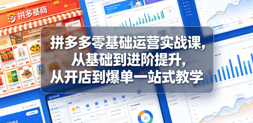 拼多多零基础运营实战课程：从入门到精通，一站式教学助力开店至爆单-资源项目网