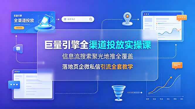 巨量引擎全渠道投放实操课：信息流、搜索聚光、地推全覆盖，企微私信引流全套教学-资源项目网