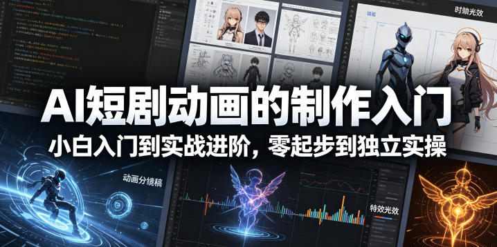 AI短剧动画制作入门：从零到实战进阶，小白到独立实操-资源项目网