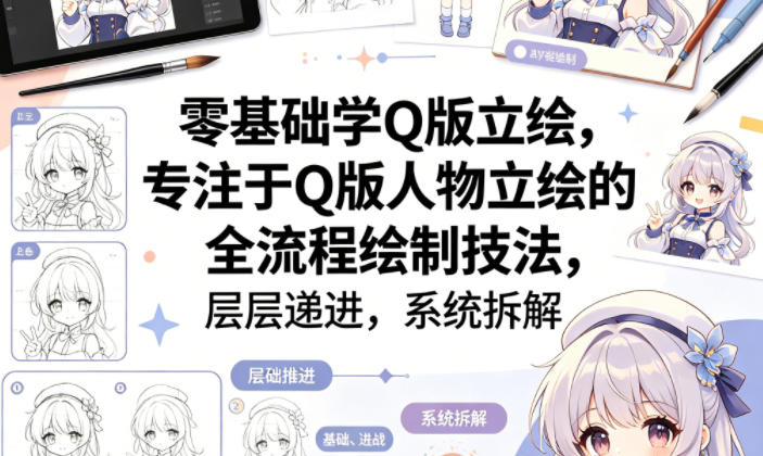 零基础学Q版人物立绘：系统掌握Q版人物绘制全流程技法-资源项目网