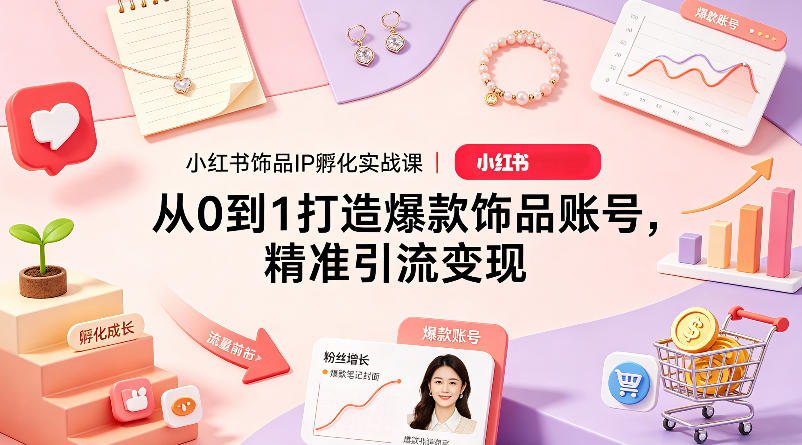 小红书爆款饰品账号打造实战课：从0到1，精准引流变现-资源项目网