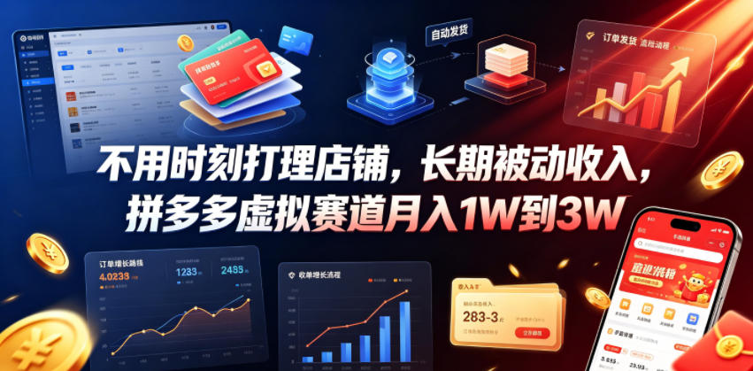 拼多多虚拟商品月入1万到3万，无需时刻打理的被动收入策略【揭秘】-资源项目网
