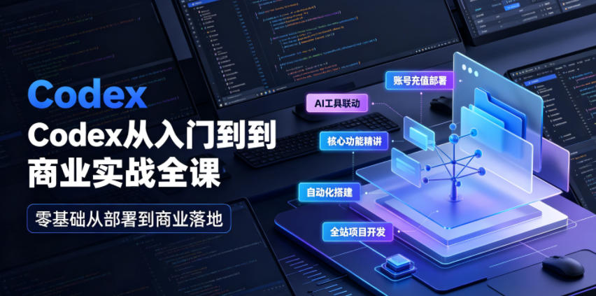 Codex全课程：从入门到商业实战，账号充值部署、AI工具联动、核心功能精讲、自动化搭建及全站项目开发零基础教程-资源项目网