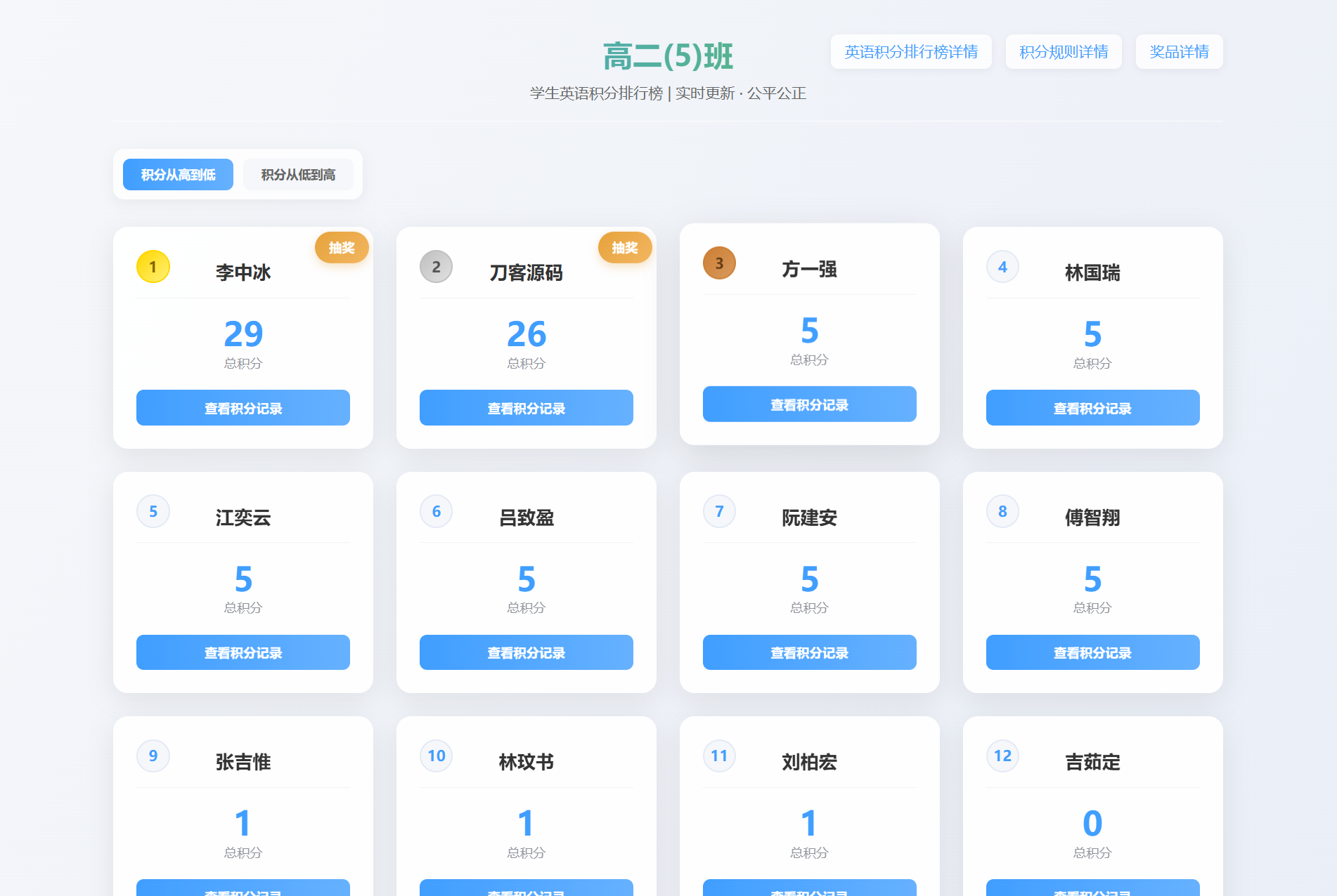 班级学生表现记录积分抽奖系统源码全开源-资源项目网