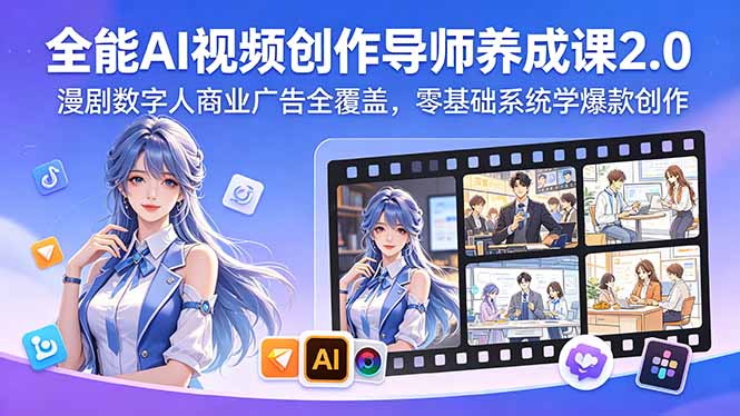 AI视频创作入门课程：零基础到爆款，商业广告全覆盖-资源项目网