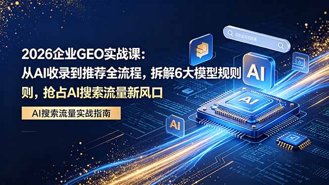 2026年企业GEO实战课程：AI收录与推荐全流程解析，掌握六大模型规则，抢占AI搜索流量新机遇-资源项目网