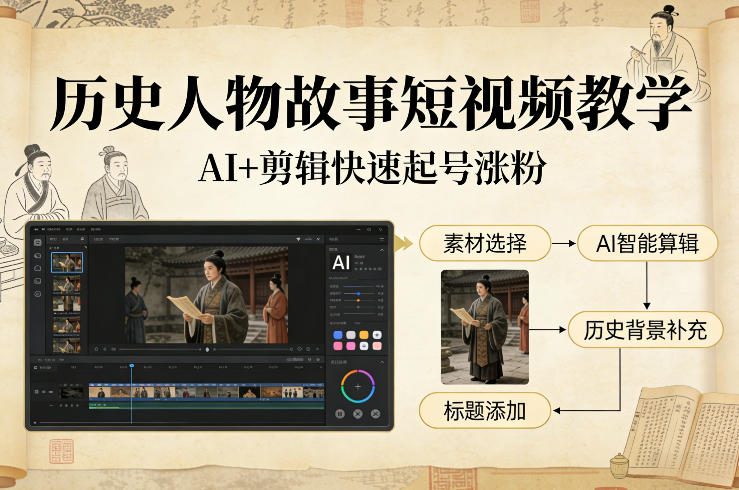 AI历史人物短视频制作教程：快速起号涨粉技巧-资源项目网