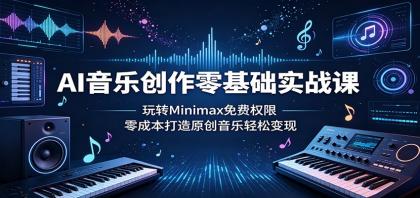 AI音乐创作零基础实战课：免费体验Minimax，零成本打造原创音乐轻松变现-资源项目网