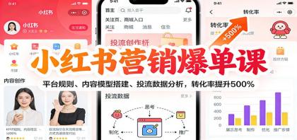 小红书营销秘籍：掌握平台规则，搭建高效内容模型，精通投流数据分析，转化率提升500%-资源项目网