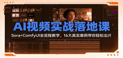 AI视频实战落地课：Sora+ComfyUI全流程教学，16大真实案例轻松出片-资源项目网
