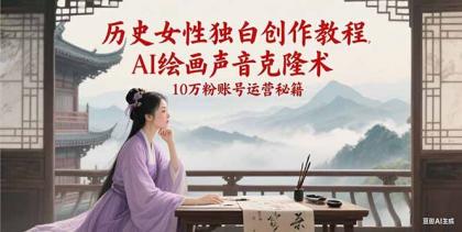 掌握历史女性独白创作技巧，AI绘画声音克隆术，精通10万粉丝账号运营秘籍-资源项目网