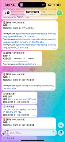 WP 网站监控信息推送到 Telegram 插件MeowBOT,文章,留言,登录 WP 网站监控信息推送到 Telegram 插件MeowBOT,文章,留言,登录