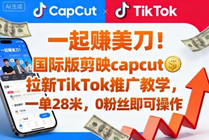 轻松赚取美元！国际版剪映capcut推广TikTok，零粉丝操作，单次28美元起。立即获取推广链接和教程。-资源项目网