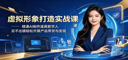 虚拟形象打造实战课：AI数字人制作，足不出户带货变现-资源项目网