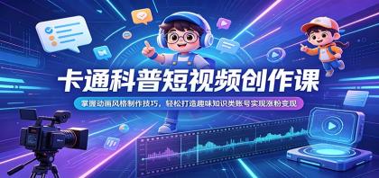 掌握动画风格制作技巧，轻松打造趣味知识类账号实现涨粉变现-资源项目网