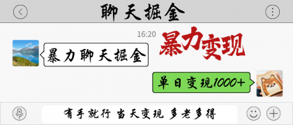 暴力聊天掘金 有手就行当天变现 多劳多得 单日变现1000+-资源项目网