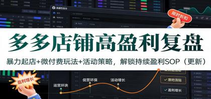 揭秘多多店铺盈利秘诀：暴力起店+微付费策略+活动策划，开启持续盈利模式-资源项目网